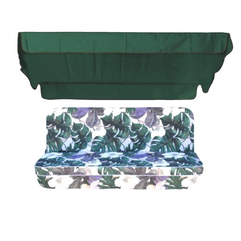 Комплект подушек для качели люкс eGarden Orchid 170x110x10 тент 120x200 Зеленый Комплект подушек для качели люкс eGarden Orchid 170x110x10 тент 120x200 Зеленый