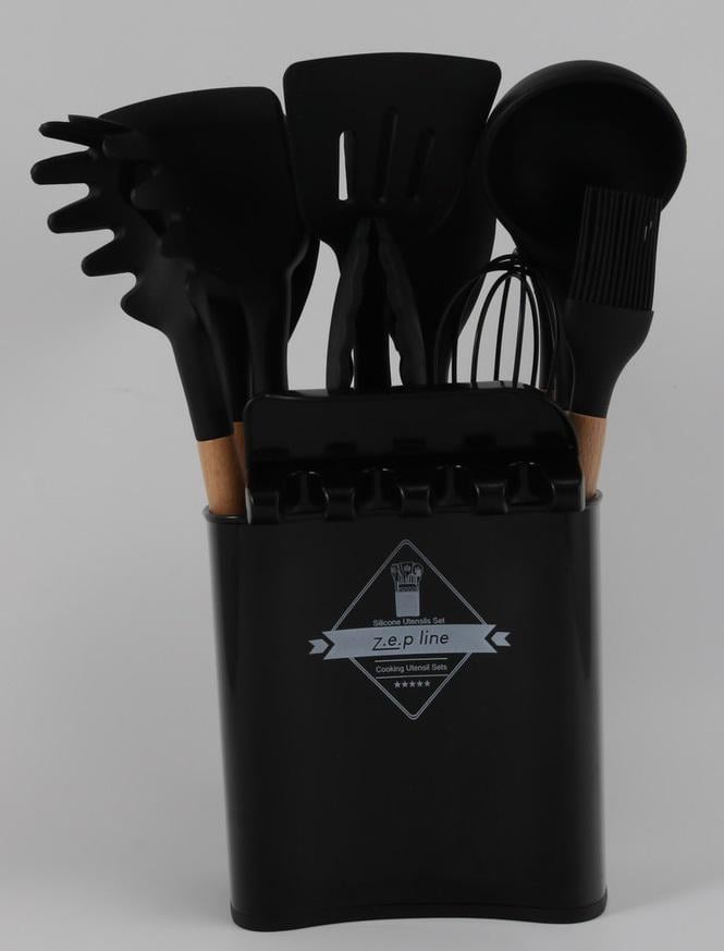 Набор кухонных принадлежностей из силикона 13 предметов Черный (ZP053) Набор кухонных принадлежностей из силикона 13 предметов Черный (ZP053)