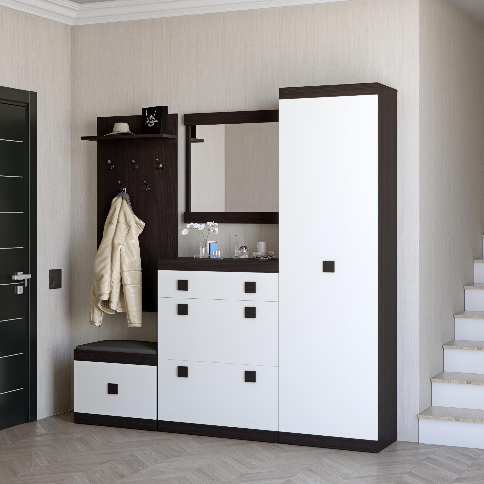 Прихожая Эверест Соната 1-модульная 5 эл. Венге темный/Белый (DTM-2531)