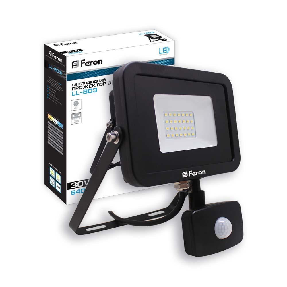 Прожектор светодиодный Feron LL-803 с датчиком движения 30W 6400K (27803114)