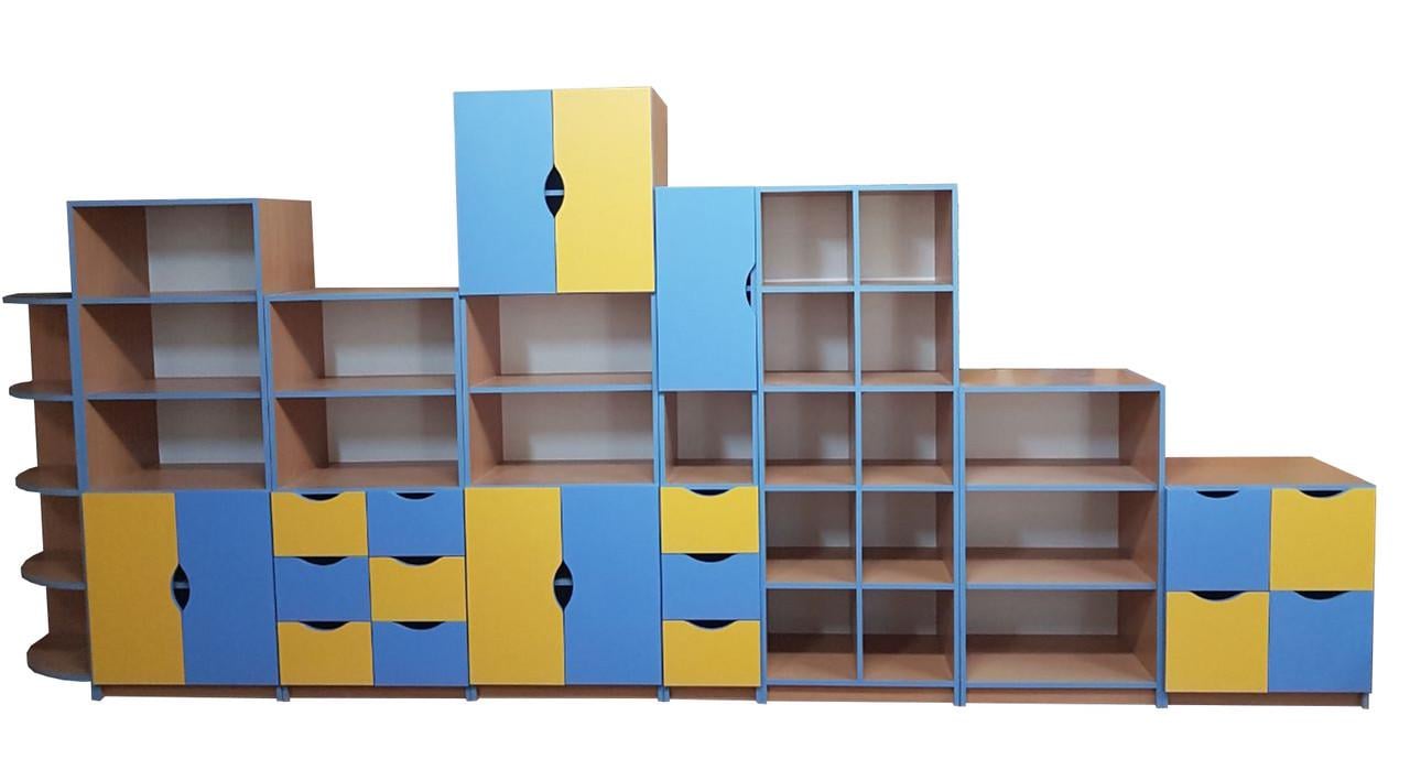 Стенка универсальная ШКОЛА-Сад 4300х400х1880 мм Желтый/Зеленая вода (2136490818)