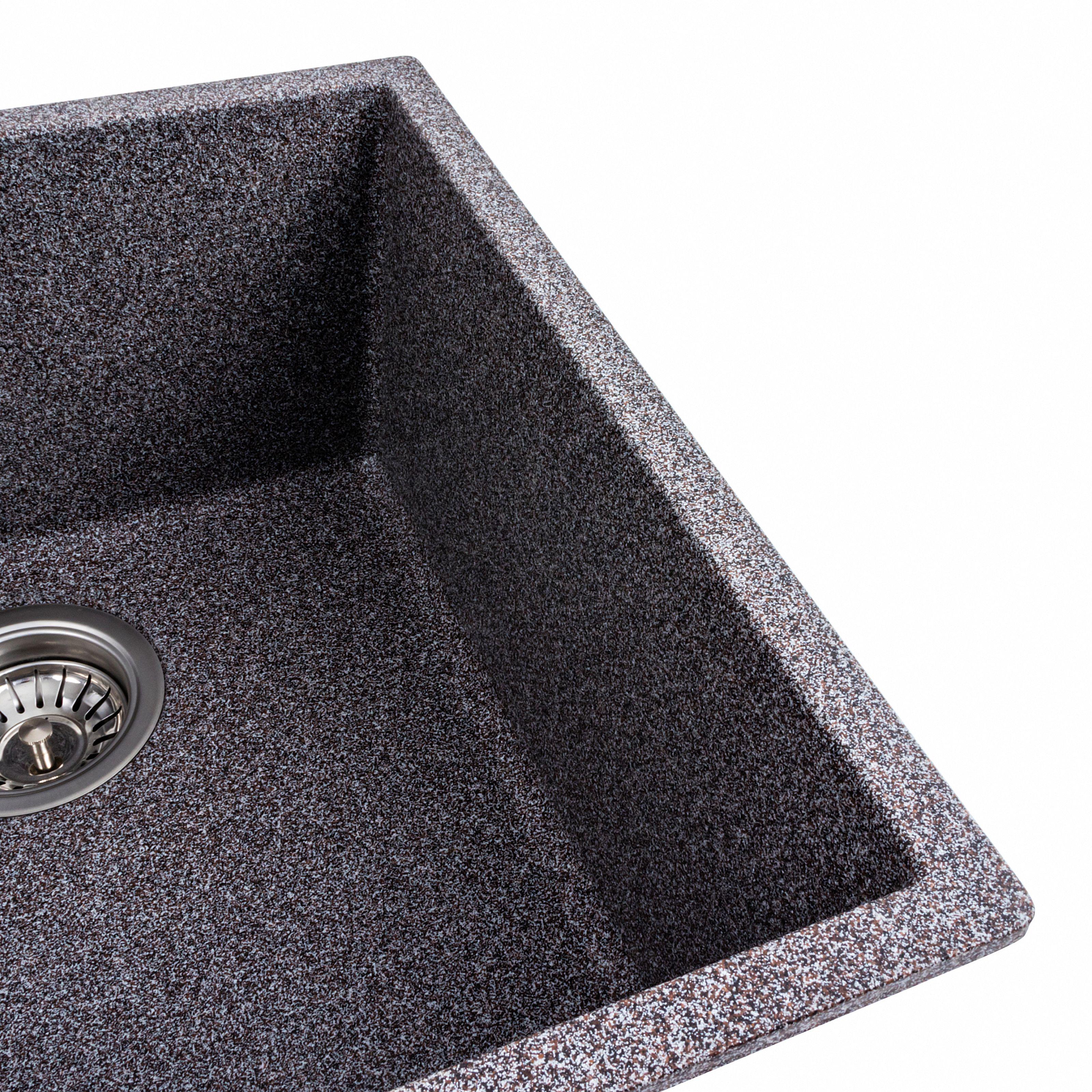 Мийка кухонна Platinum PLS-A40840 гранітна квадратна 440x440 мм Сірий (25964870) - фото 4