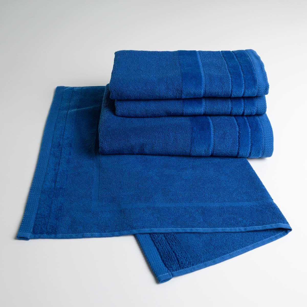 Набор банных махровых полотенец GM Textile с велюровым бордюром 4 шт. 50х70/50х90/50х90/70х140 см Синий (nm500vb-k4-blue)