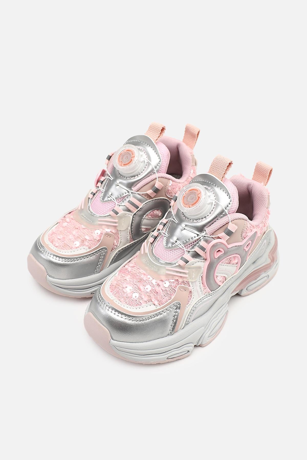 Кроссовки для девочки ЦБ-00273843 на плоской подошве р. 35 Серебристый (SKT001056430)