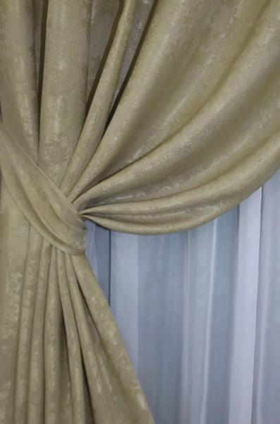 Штори на люверсах SULTAN XO жакард 1,5х2,5 м 2 шт. Золотистий (1284ш) - фото 4