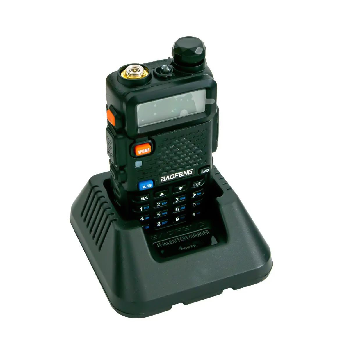 Рація Baofeng UV-5R переносна з гарнітурою та док станцією Чорний (1009443-Black)