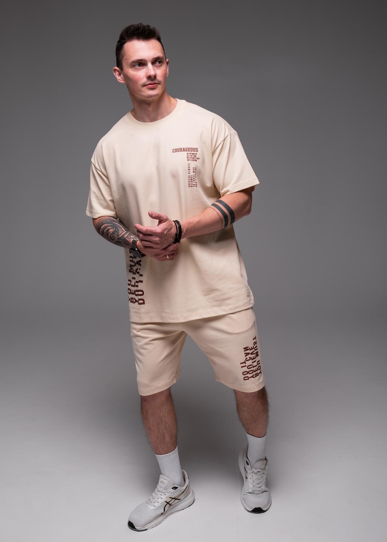 Прогулочный костюм мужской Must Believe оверсайз XL Бежевый (2385/1/3) - фото 4 Прогулочный костюм мужской Must Believe оверсайз XL Бежевый (2385/1/3) - фото 4