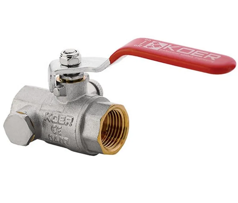Кран шаровой KOER KR.260 с дренажом и отводом воздуха 1/2" ГГР (KR0152)