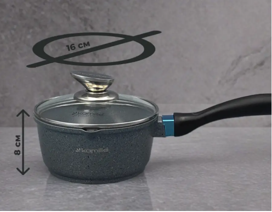 Набір каструль зі сковорідками Kamille з кришкою 1,3л/ 1,5л /2,3/4,5 2 шт. (4437) - фото 7 Набір каструль зі сковорідками Kamille з кришкою 1,3л/ 1,5л /2,3/4,5 2 шт. (4437) - фото 7