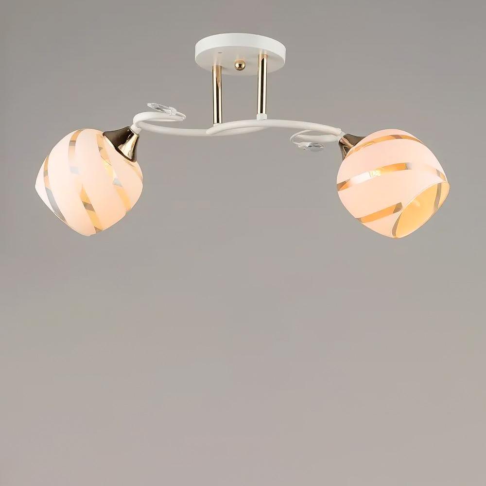 Люстра потолочная Light House SR-19192/2 WT/FGD E27 с узором 530х210х255 мм Белый/Золотой