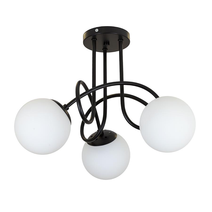 Люстра стельова Levistella 7529903-3 BK/WH металева з 3 скляними плафонами під лампи Е27 (106-16-LVS4722)