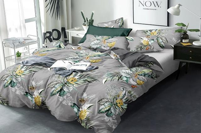 Комплект постельного белья Family Лилия 032 семейный сатин 9982278 Серый (DR012997)