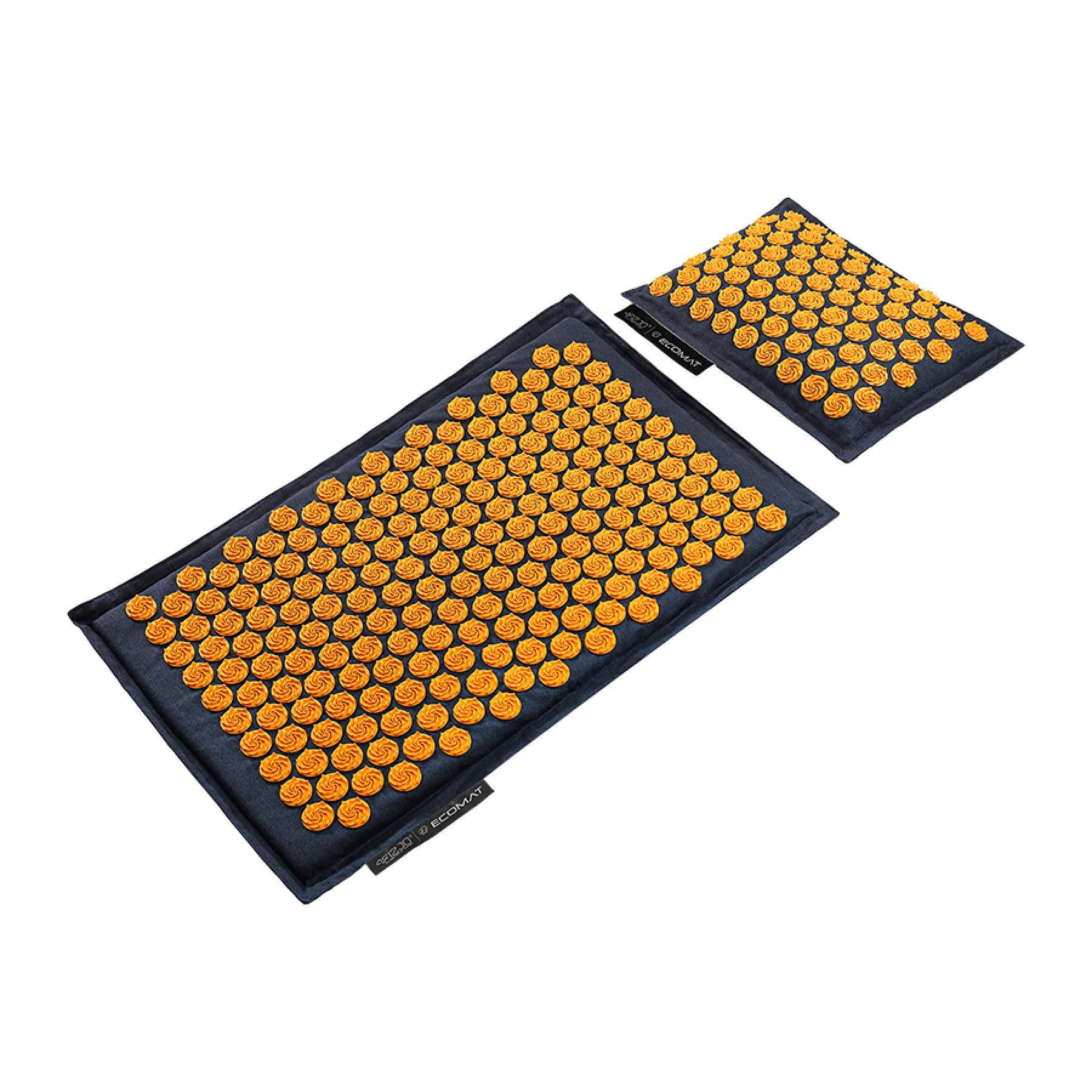Килимок акупунктурний 4FIZJO Eco Mat Аплікатор Кузнєцова з подушкою 68x42 см Navy Blue/Orange (25817)