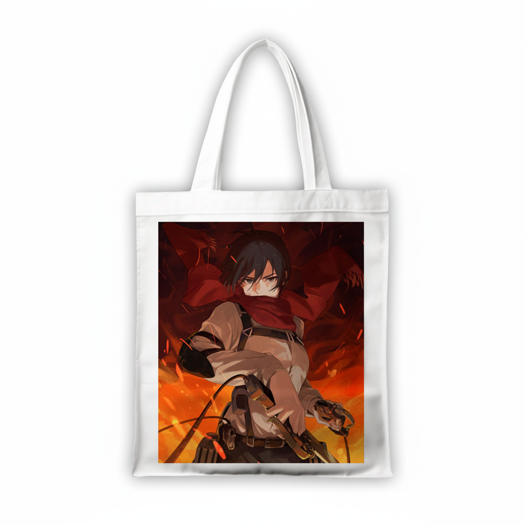 Сумка-шопер Attack on Titan Микаса Аккерман из габардина Белый (11405)