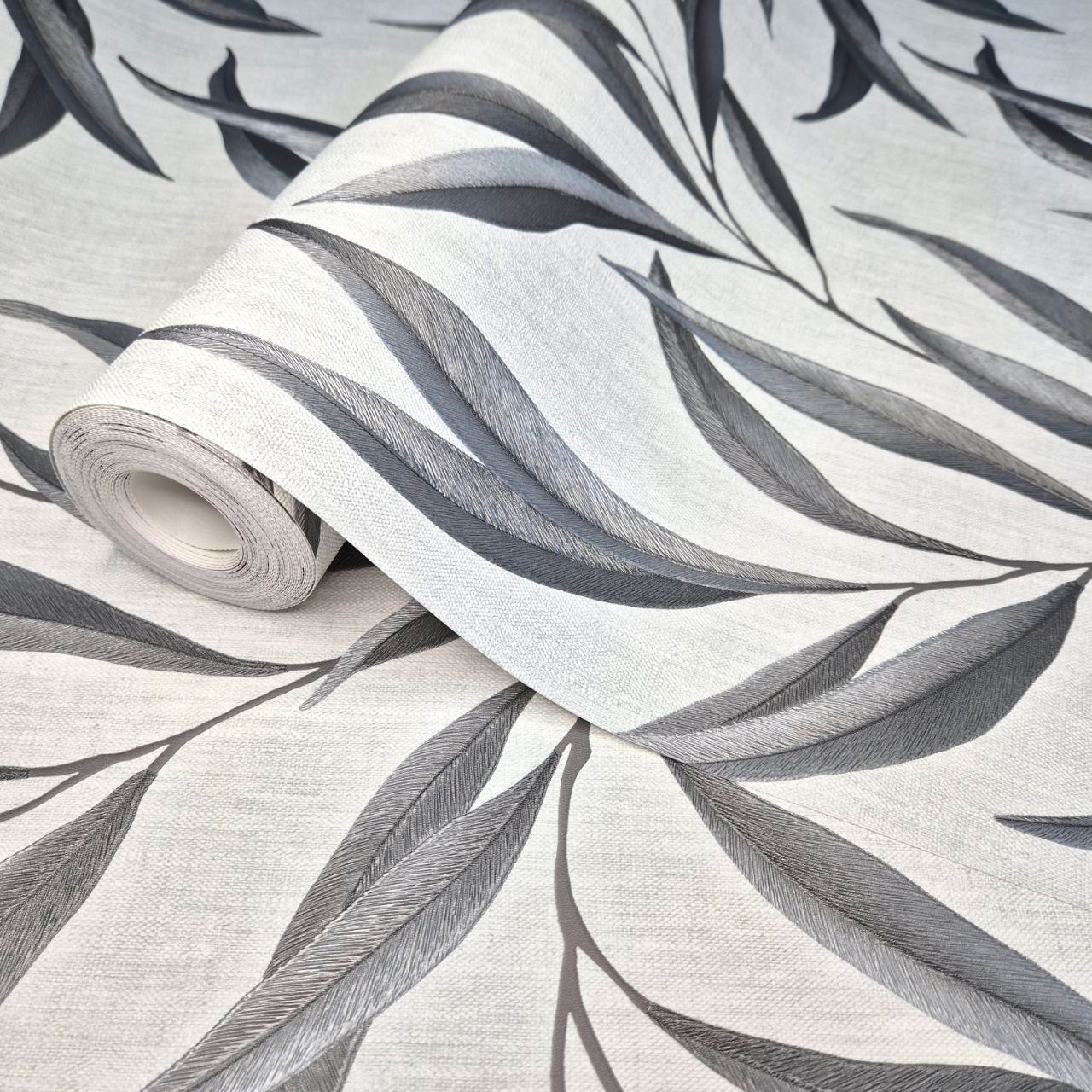 Обои виниловые Marburg с листьями 10,05x1,06 м Серый (1031901)