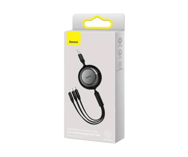 Кабель Data BASEUS Free2Draw USB-MicroUSB Lightning Type-C 3,5A 1,1 м Cluster Black (06P10368700111-02) - фото 2