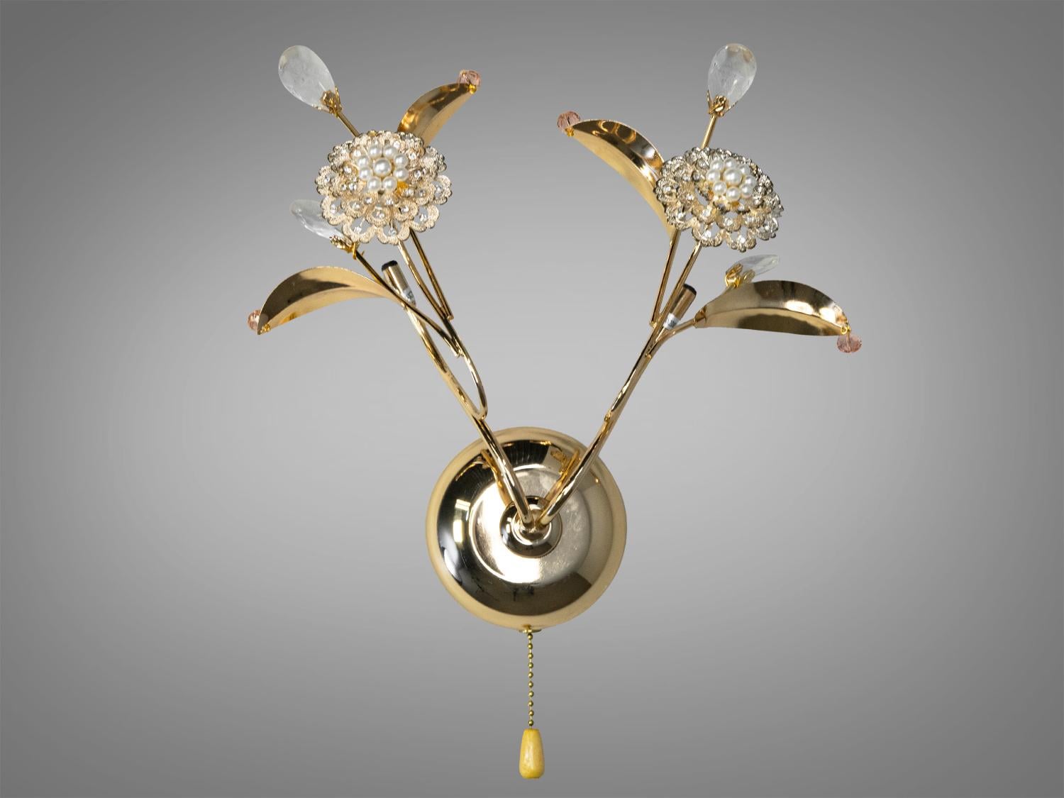 Бра галогенное Два нежных цветка Золотой/Розовый (9462/2GP) Бра галогенное Два нежных цветка Золотой/Розовый (9462/2GP)