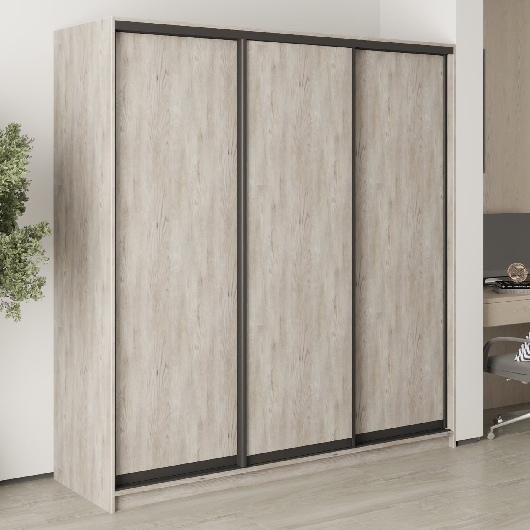 Шафа-купе тридверна Mebel Star Комбо BG MBS-8980 200х60х210 см Аляска сірий (1008969)