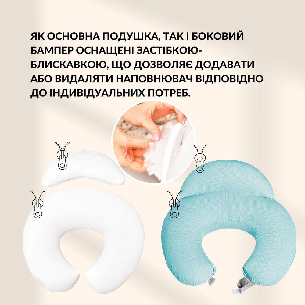 Подушка для кормления Диванчик Полоска антиаллергенное волокно с молнией 60х70х16 см Мятный (25967) - фото 8