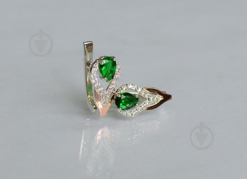 Серебряные серьги Sil с золотыми накладками 132s Зеленый (Sil-727)