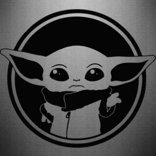 Наклейка Baby Yoda monochrom 30x26,7 см Черный (21558517)
