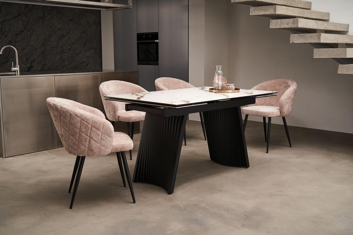 Стол обеденный раздвижной Vetro Mebel Олимпия 1400-2100x900x760 мм Калаката голд/Черный (TМL-985) - фото 4 Стол обеденный раздвижной Vetro Mebel Олимпия 1400-2100x900x760 мм Калаката голд/Черный (TМL-985) - фото 4