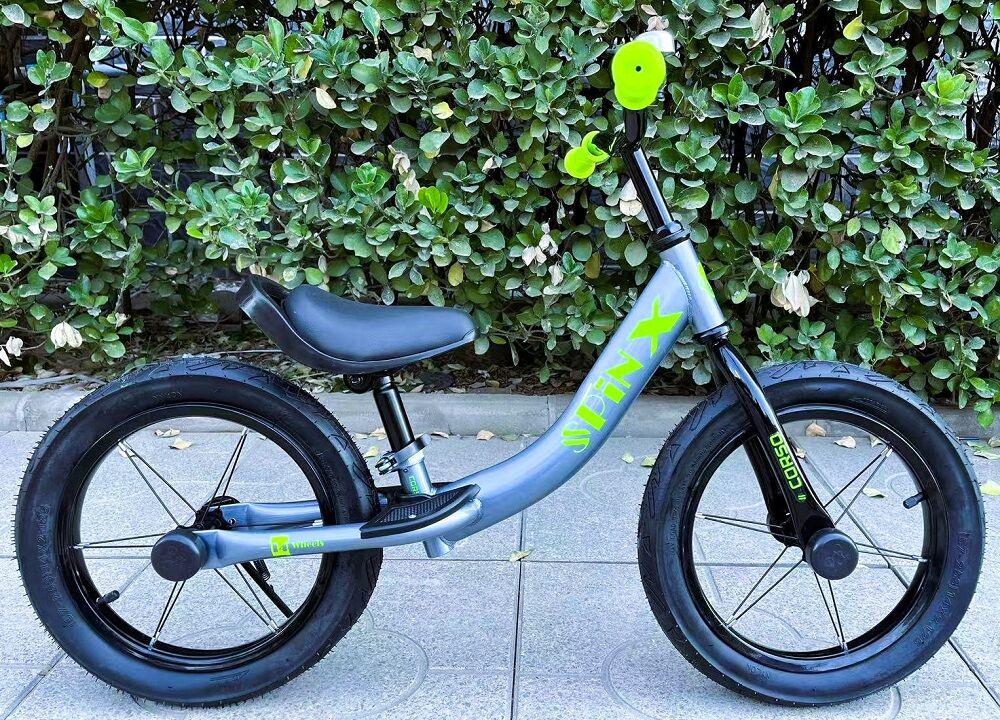 Біговел Corso Spin-X сталева рама надувні колеса 14" підніжка/підставка для ніг/дзвінок Сірий (PX-392-86)