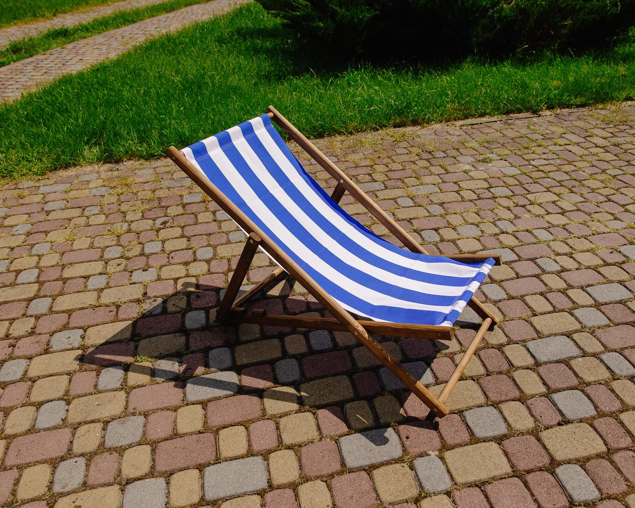 Шезлонг для дачи тканевый XRmaster Коричневый/Синий (КШ-003/2) - фото 5