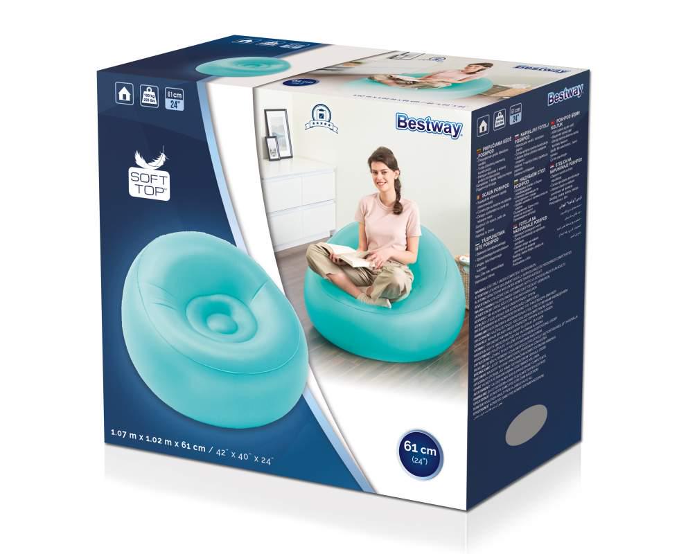 Кресло надувное велюровое Bestway Comfort Cruiser Inflate-A-Chair Голубой (75081) - фото 2