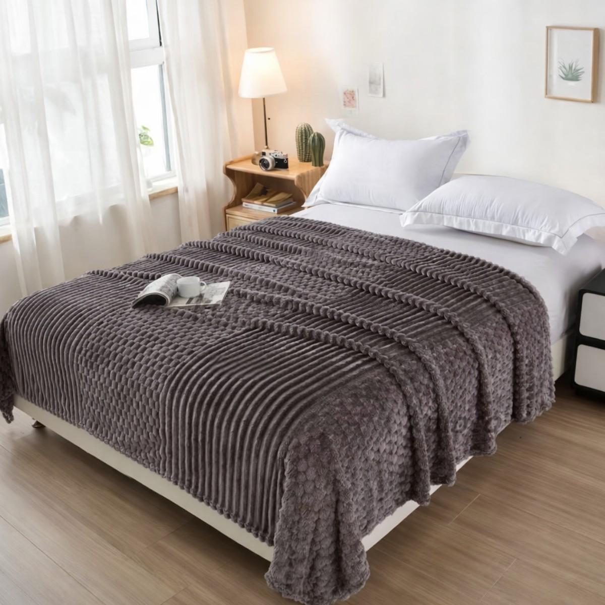 Плед двуспальный Koloco Шарпей Comfort 3D 180х200 см Темный серый (43230)