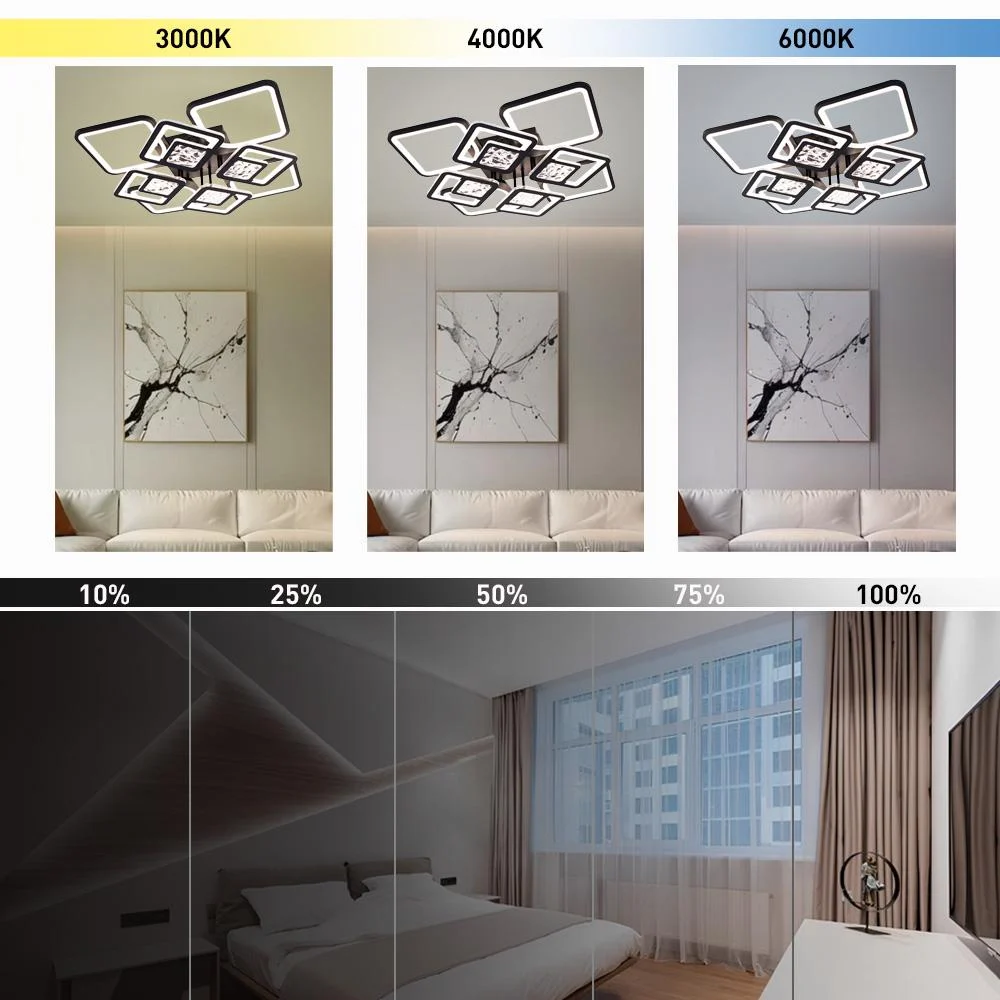 Люстра светодиодная ESLLSE TETRA TWIST 8S с пультом 165 Вт 595x595x110 мм Черный (10585) - фото 3