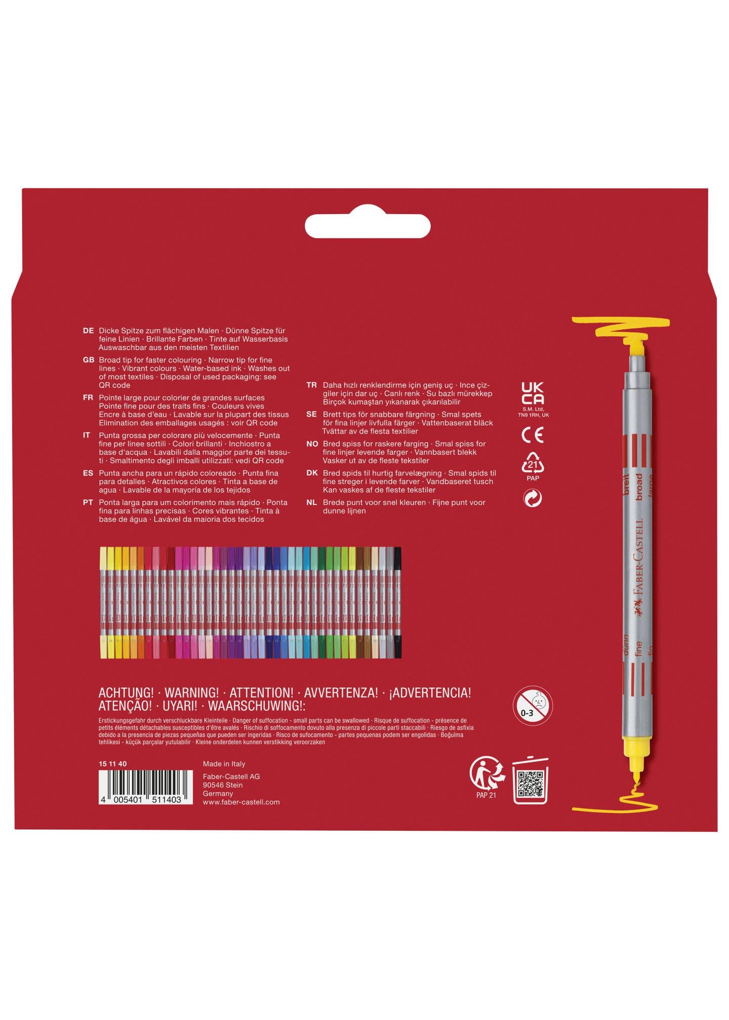 Фломастеры Faber-Castell Fibre-Tip двухсторонние 40 цветов (151140) - фото 2