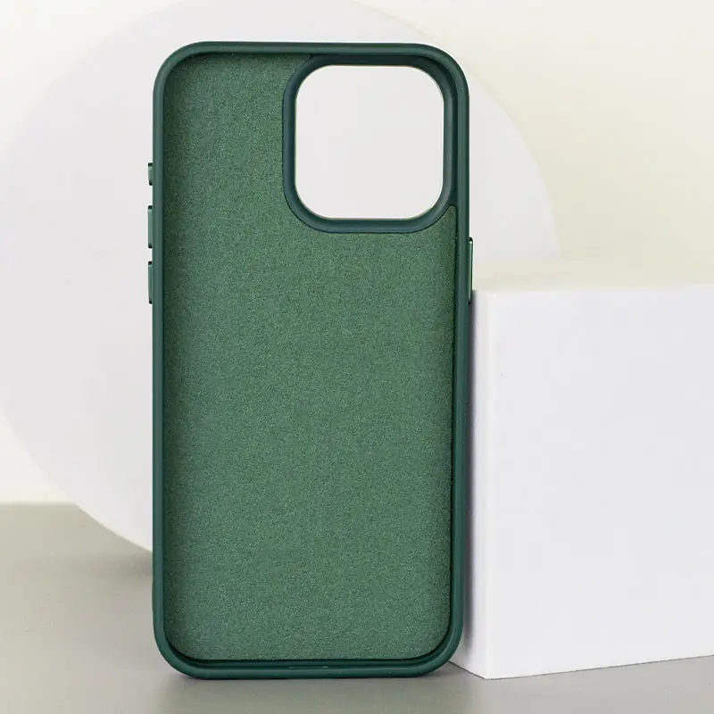 Шкіряний чохол Bonbon Leather Metal Style with MagSafe для Apple iPhone 15 Pro Max (6.7") Зелений | Pine Green - фото 2