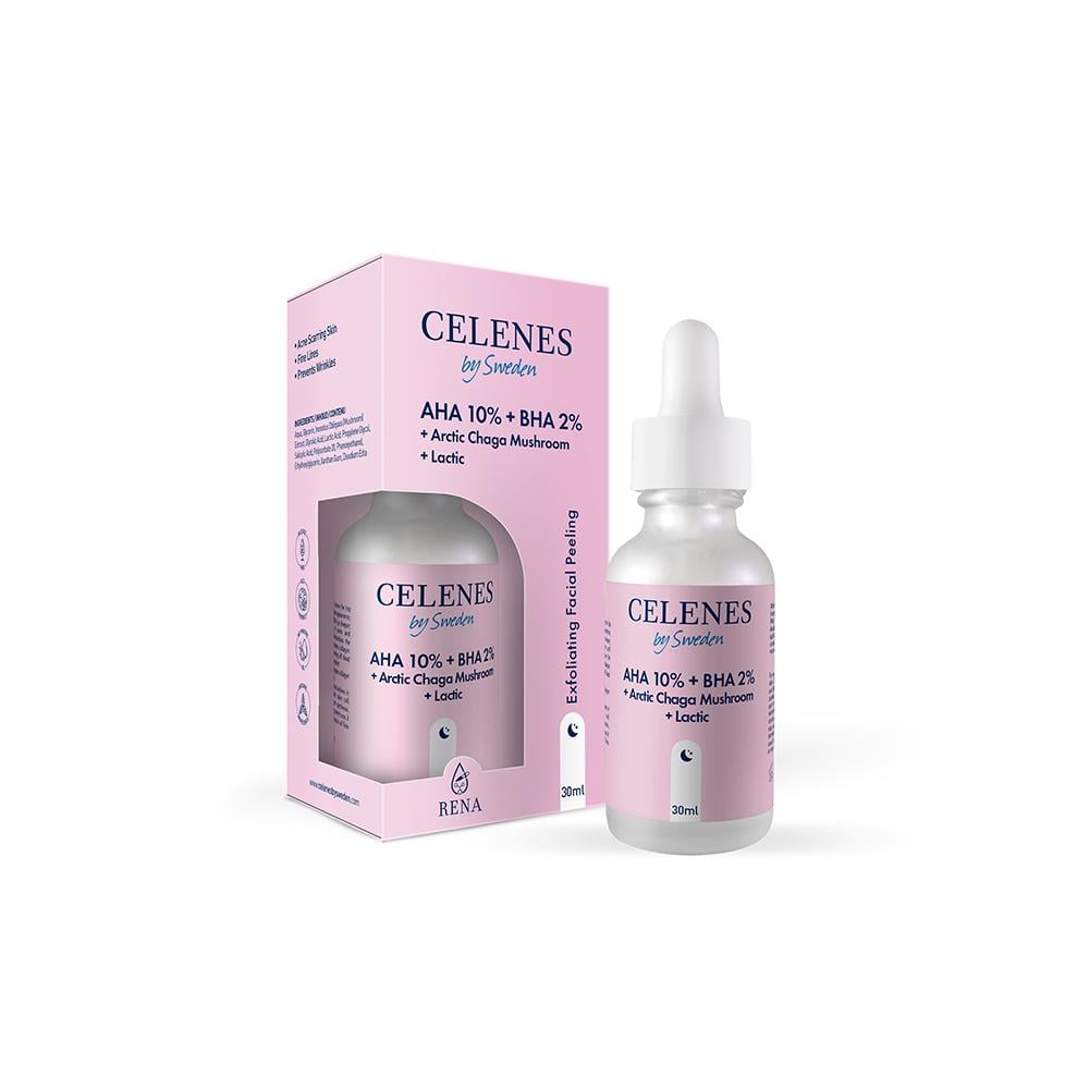 Пилинг-сыворотка с кислотами AHA/BHA/LACTIC/ARCTIC CHAGA MUSHROOM улучшающая текстуру кожи CELENES 30 мл (5180200)
