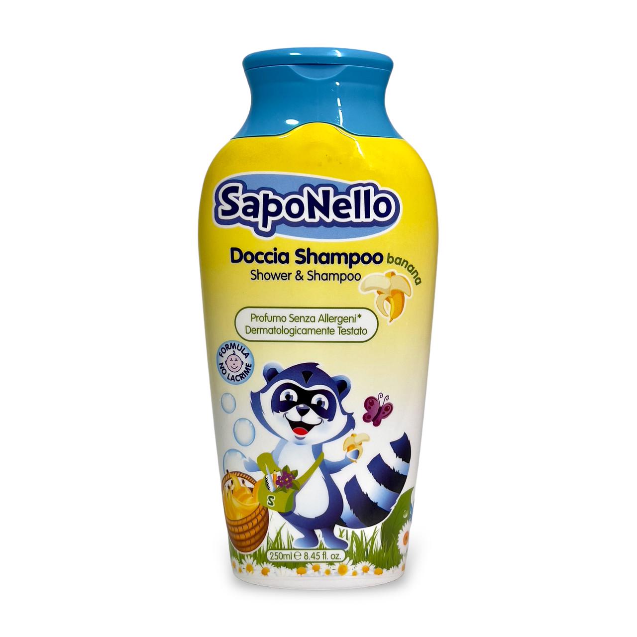 Шампунь-гель для душу дитячий SapoNello надзвичайно делікатний з ароматом банану 250 мл (2033687609)