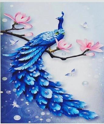 Алмазна мозаїка Павич на полотні з підрамником 30х40 см (GB78958)