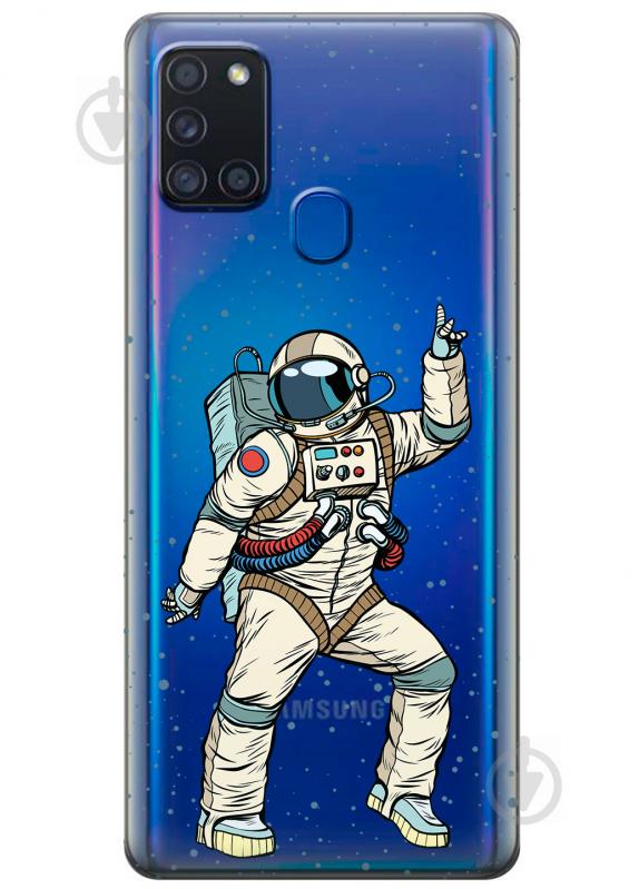 Силиконовый чехол iSwag для Samsung Galaxy A21s Веселый космонавт (KS2802)