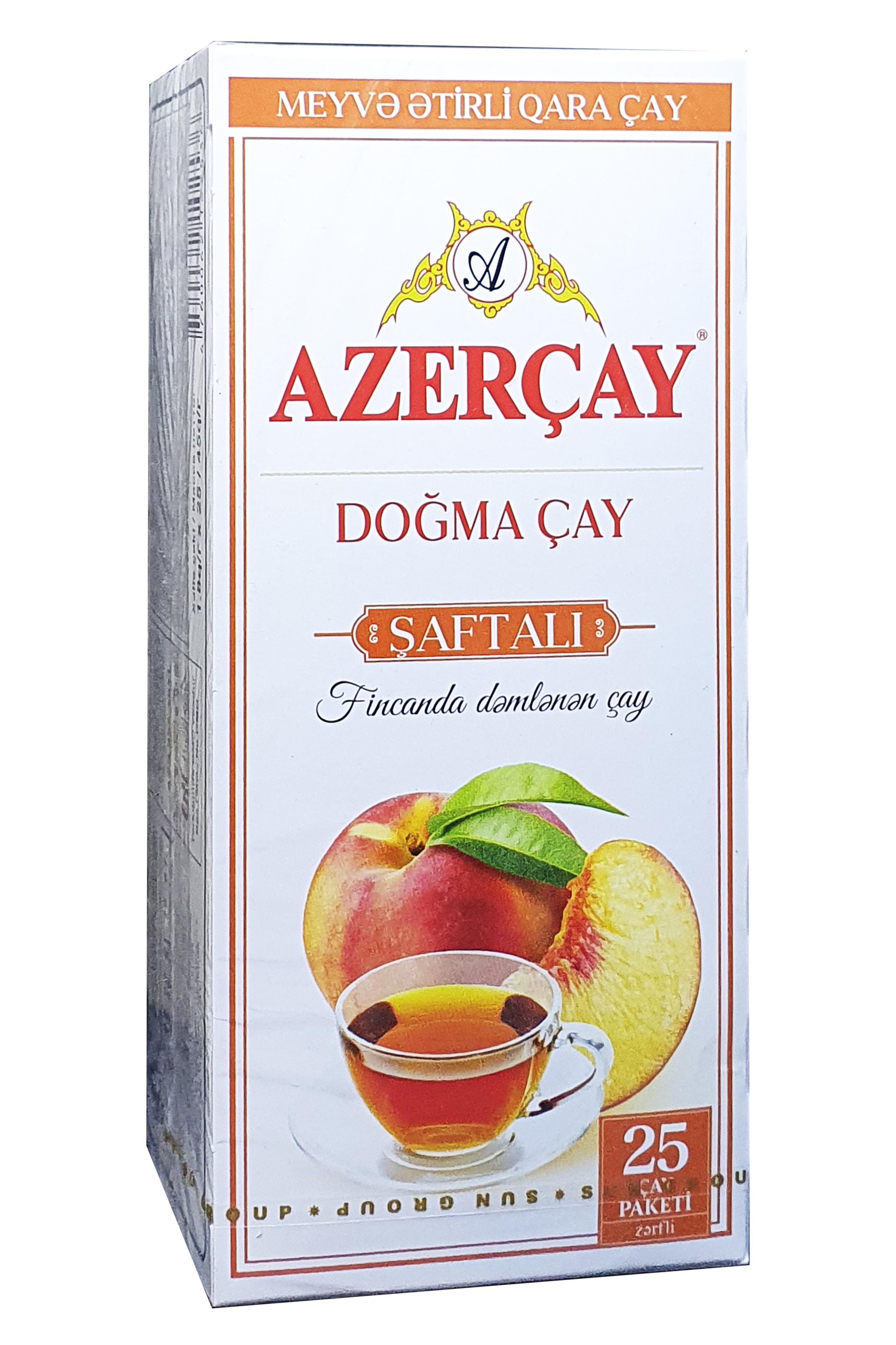 Чай Азерчай Персик черный с ароматом персика в пакетиках 25 шт. 1,8 г (1808)