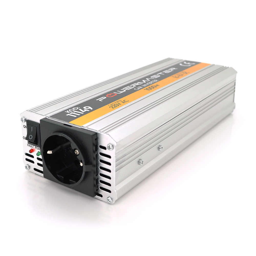 Инвертор напряжения POWERMASTER-1000 с крокодилами 600 Вт 12/220V (26617932)