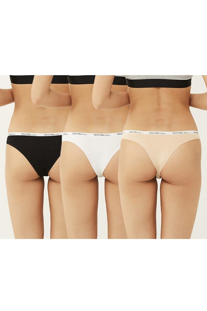Трусики бразилиана U.S. Polo ASSN р. 2/S 3 шт. Черный/Белый/Бежевый (73952)