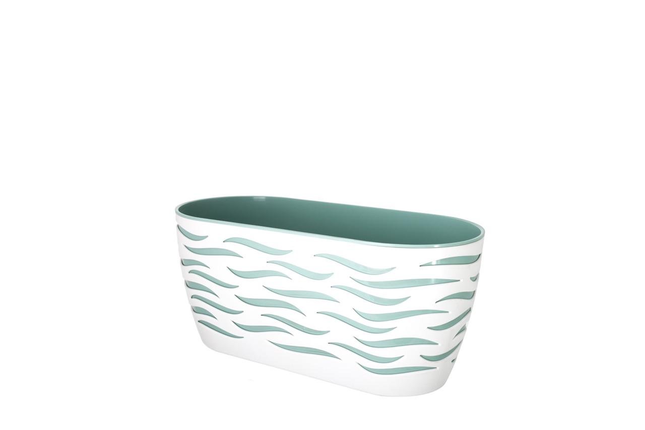 Горщик для квітів Form-Plastic Сахара DUO ОВАЛ з вкладкою 6 л 16х15х34 см Білий/М'ятний