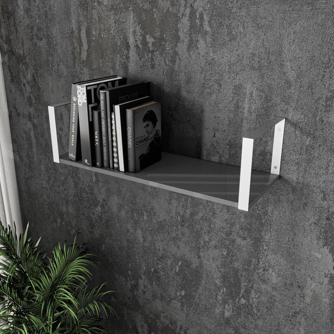 Полка настенная с металлическими креплениями 800x220x290 мм Антрацитовый/Белый (mxs-28-an-wh)