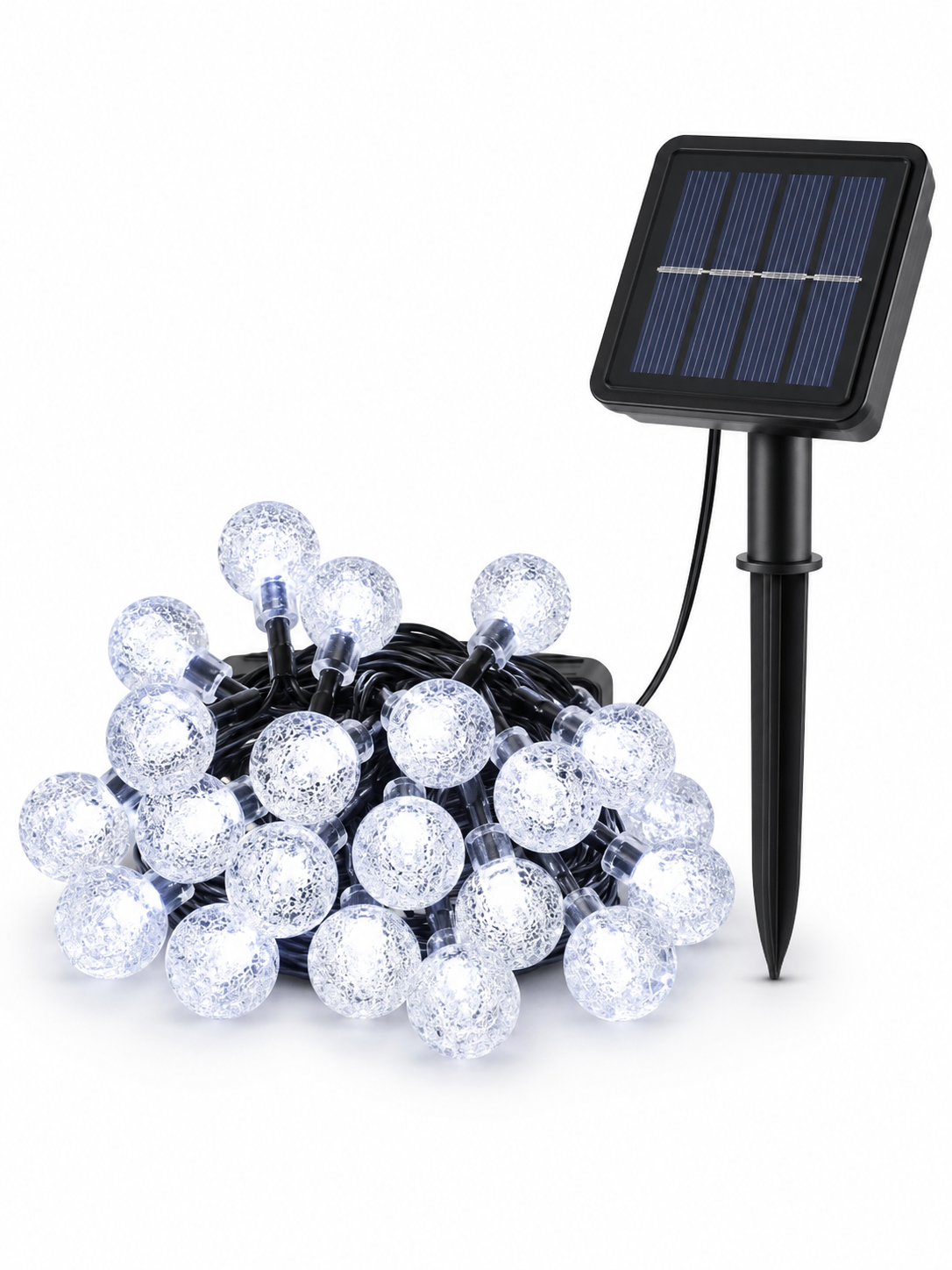 Гирлянда уличная Шарики 20LED на солнечной батарее черный провод IP65 Белый (49675992)