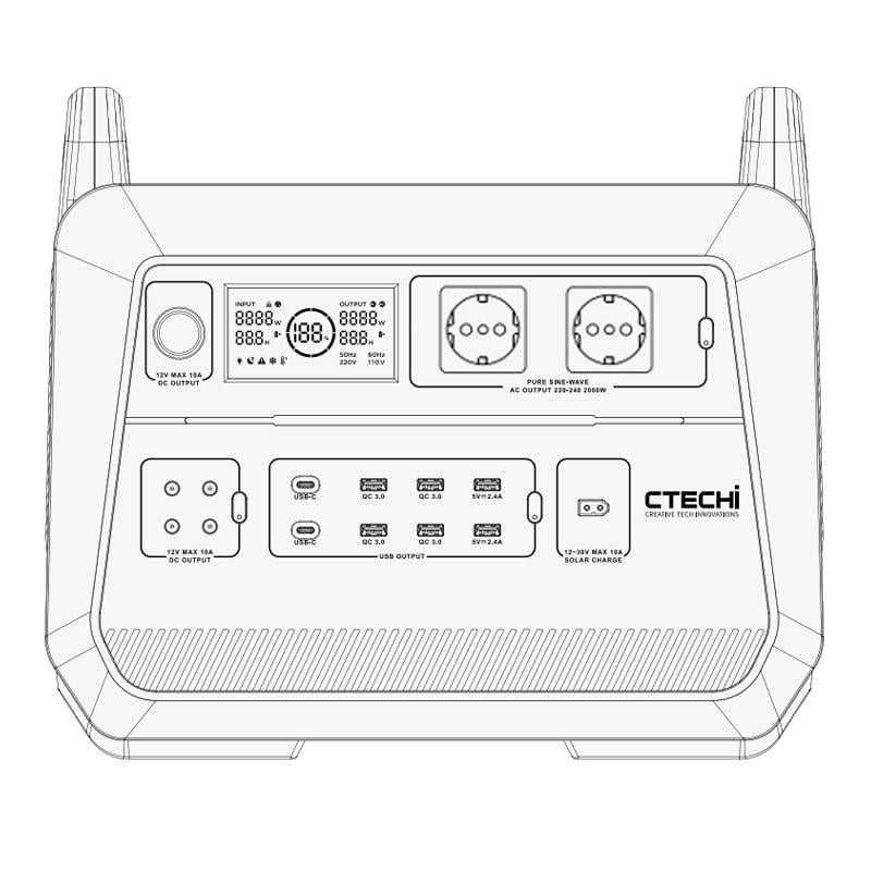 Портативная зарядная станция CTECHi ST2000 LiFePo4 2000 Вт - фото 7 Портативная зарядная станция CTECHi ST2000 LiFePo4 2000 Вт - фото 7