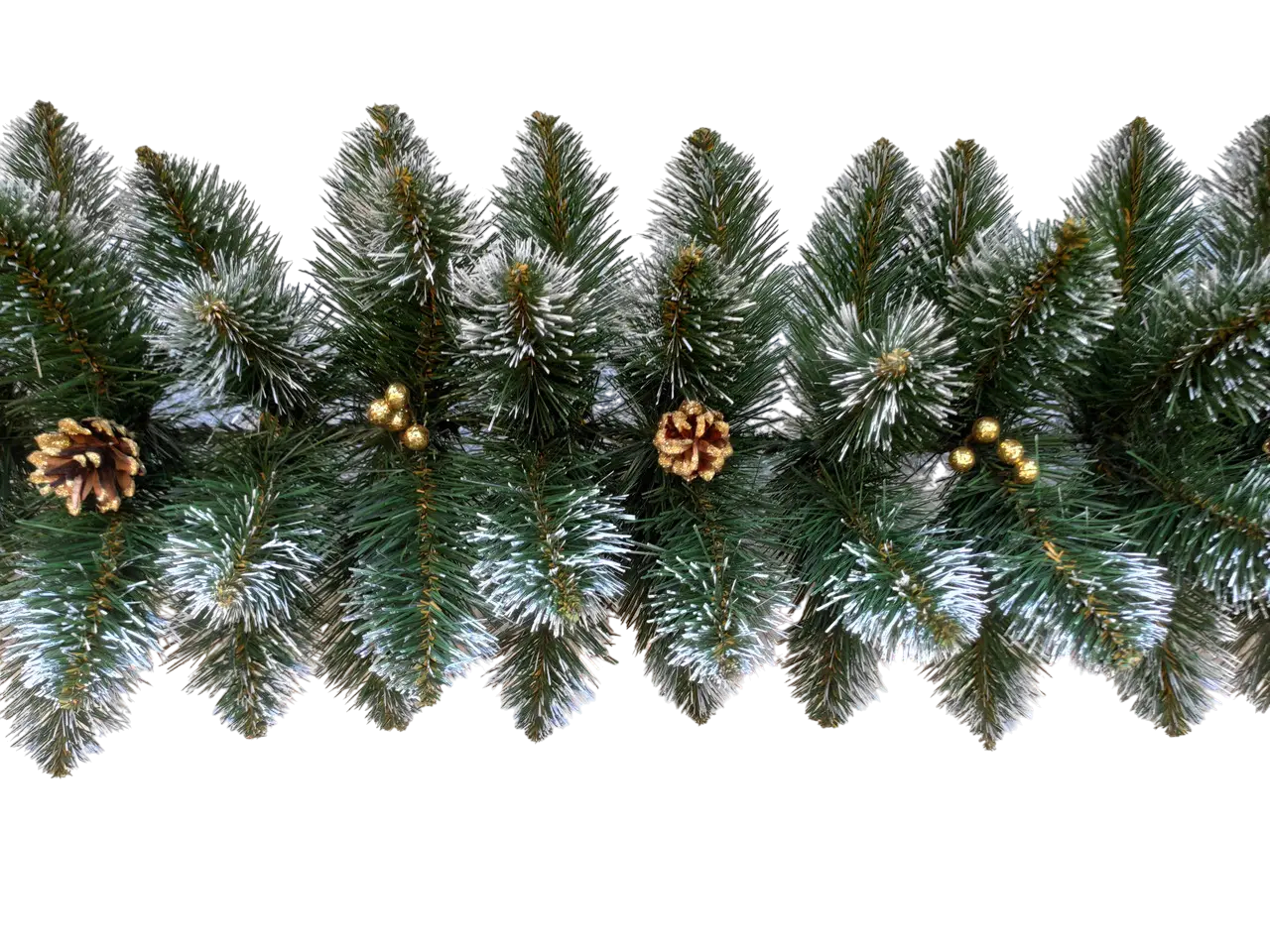 Хвойна гірлянда Кармен з золотими шишкамии/перлами на дротяній основі 2,9 м Зелений (147-41-Гірл.КармЗол.)