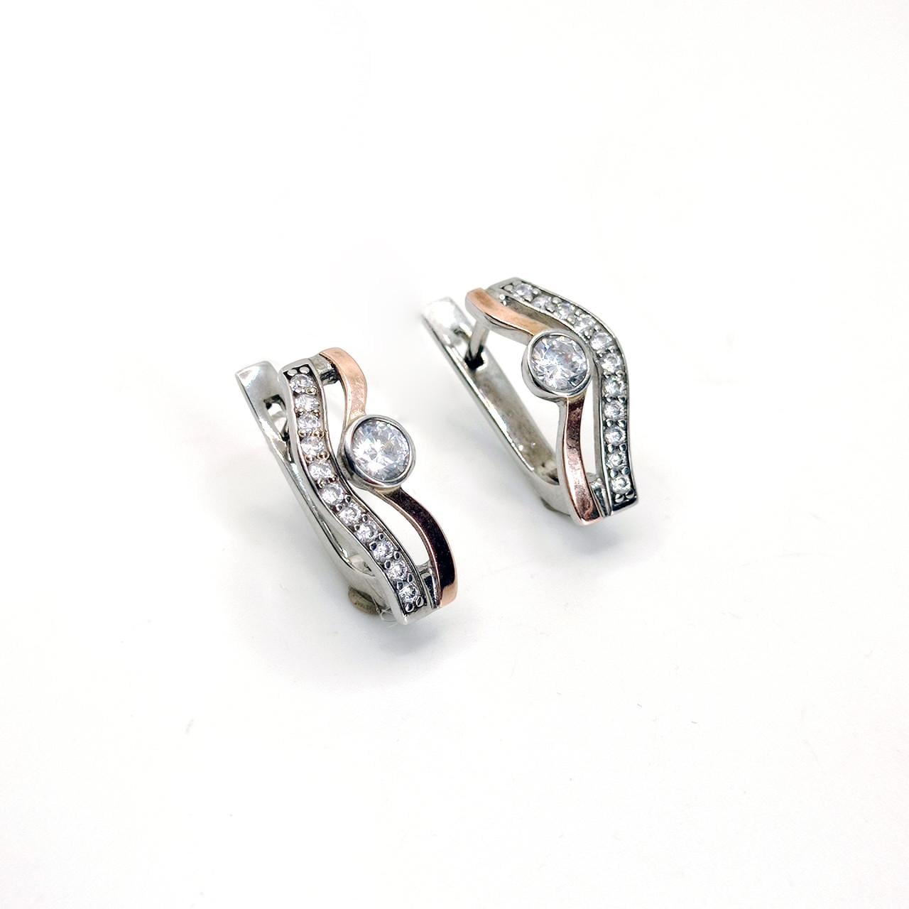 Серьги золотая накладка серебро родий 925° 4,04 г (845с)