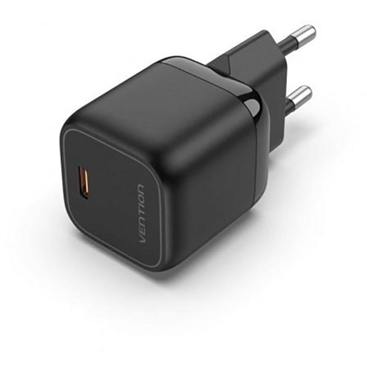 Зарядний пристрій Vention один порт USB-C 30W Black (588714) - фото 3