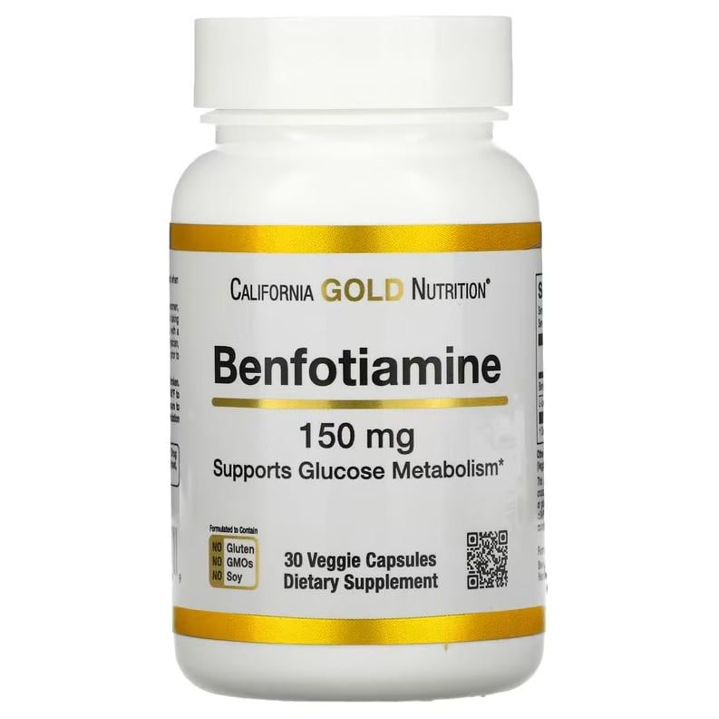 Натуральна добавка California Gold Nutrition Benfotiamine 150 мг 30 капсул (CGN-02024)