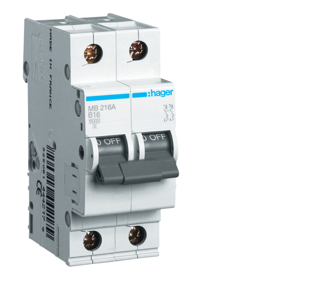 Автоматический выключатель Hager 2Р 16A 6kA (27108819)