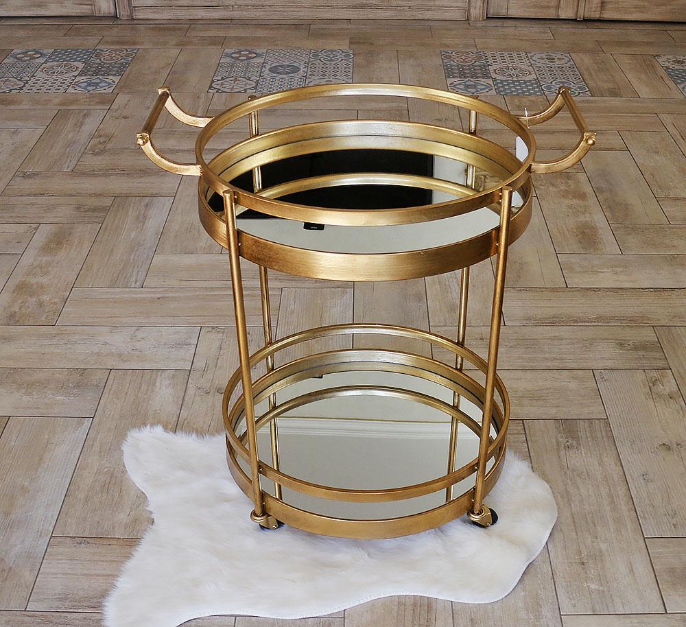 Сервірувальний столик золотий на колесах з металу з дзеркальним покриттям Гранд Презент 96018 - фото 3